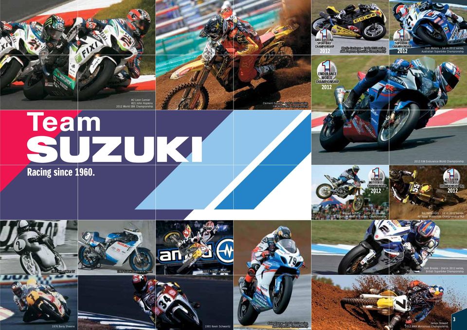 2012 2012 FIM Endurance World Championship 2012 Marcus Schiffer - 1st in 2012 series, German ADAC Motocross Championship Kei Yamamoto - 1st in 2012 series, All Japan Motocross Championship IA2