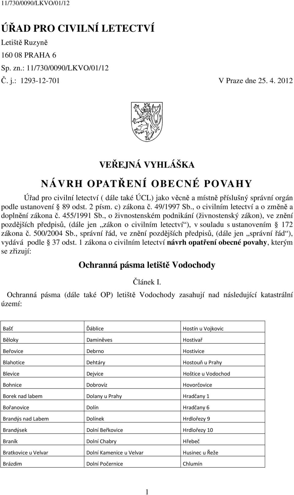 , o civilním letectví a o změně a doplnění zákona č. 455/1991 Sb.