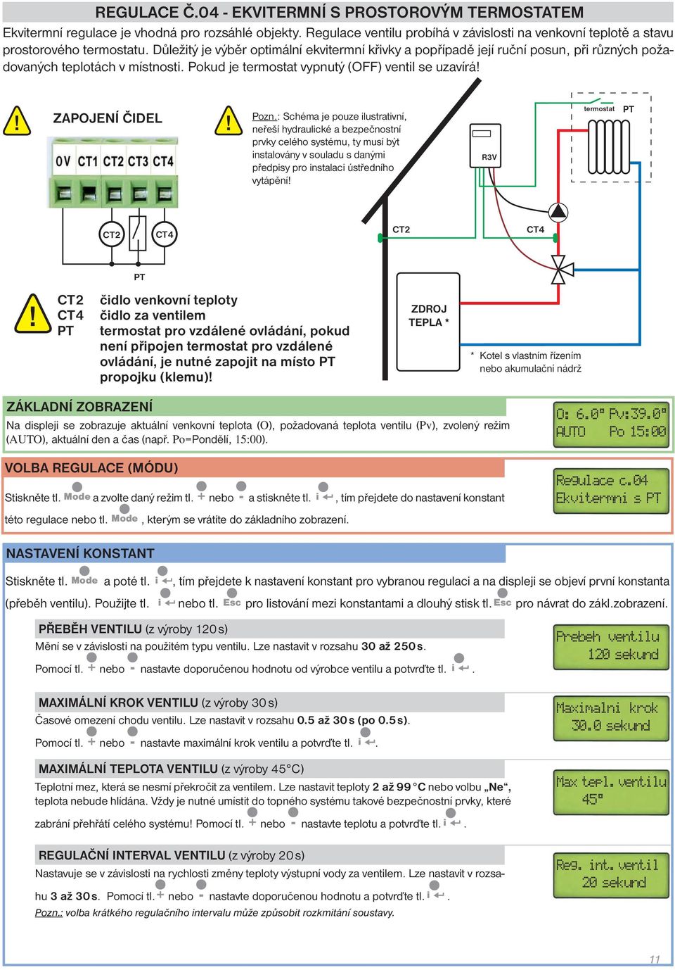 : Schéma je pouze ilustrativní, neřeší hydraulické a bezpečnostní prvky celého systému, ty musí být instalovány v souladu s danými předpisy pro instalaci ústředního vytápění R3V termostat PT CT2 CT2