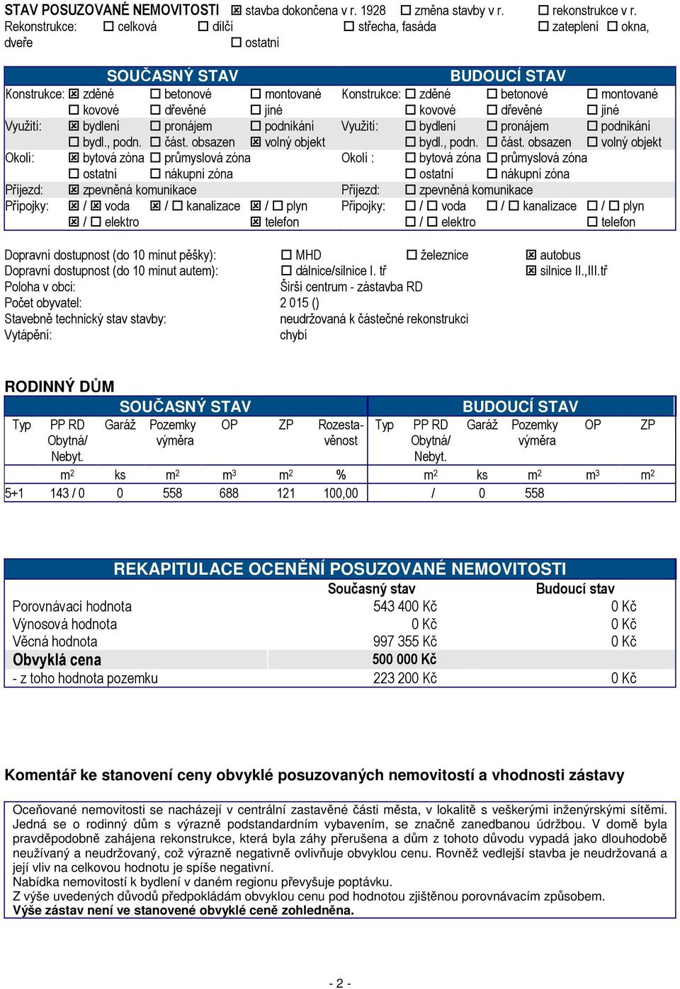 kovové dřevěné jiné Využití: bydlení pronájem podnikání Využití: bydlení pronájem podnikání bydl., podn. část.