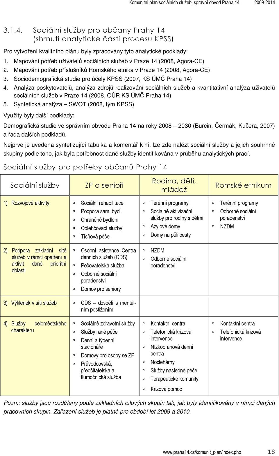 Sociodemografická studie pro účely KPSS (2007, KS ÚMČ Praha 14) 4.