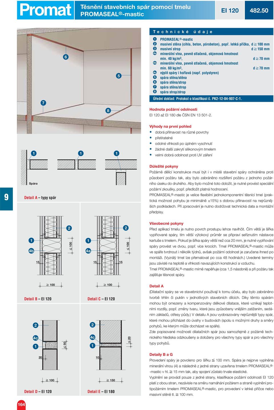 0 kg/m, d 0 mm c výplň spáry i hořlavá (např. polystyren) spára stěna/stěna spára stěna/strop spára stěna/strop spára strop/strop Úřední doklad: Protokol o klasifi kaci č. PK--0-0-C-.