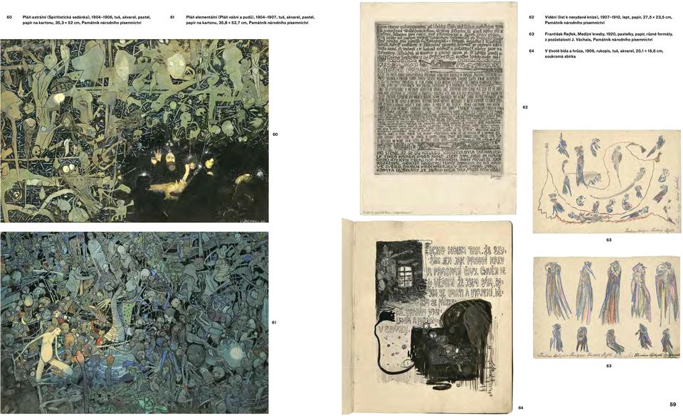 nevydané knize), 1907 1910, lept, papír, 27,5 23,5 cm, 63 František Rejfek, Medijní kresby, 1920, pastelky, papír, různé