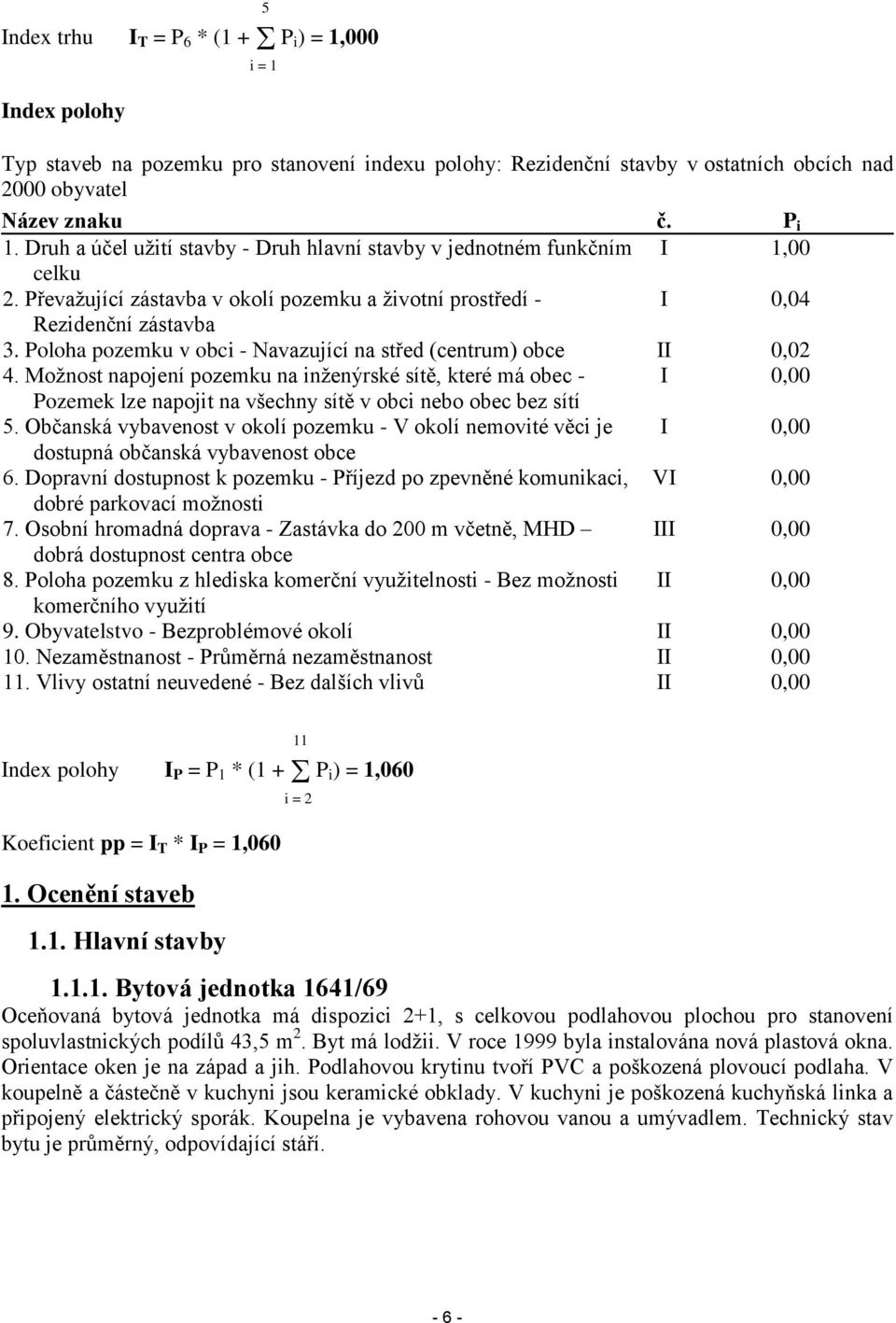 Poloha pozemku v obci - Navazující na střed (centrum) obce II 0,02 4.