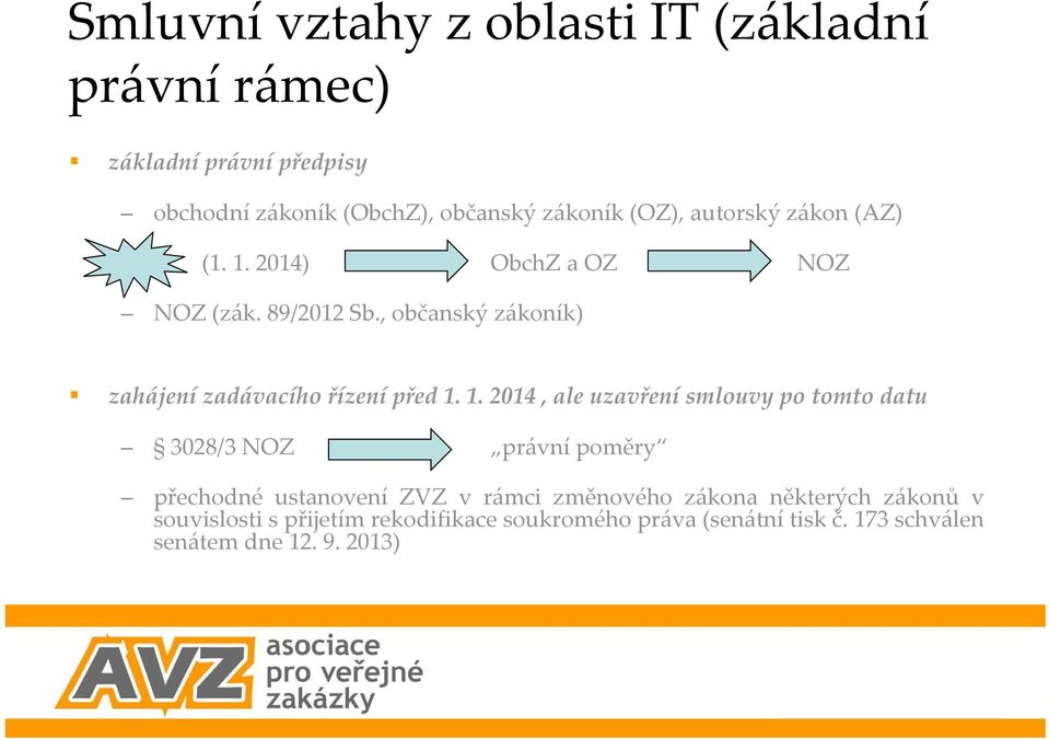 , občanský zákoník) zahájení zadávacího řízení před 1.