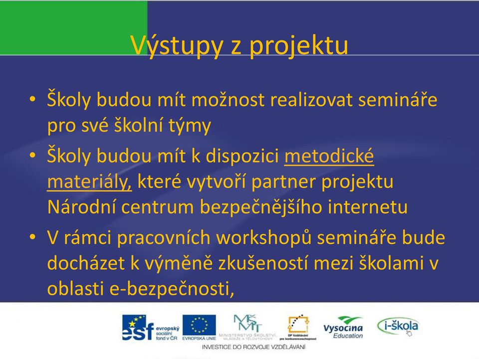 projektu Národní centrum bezpečnějšího internetu V rámci pracovních workshopů