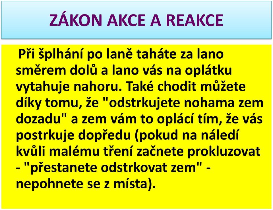 Také chodit můžete díky tomu, že "odstrkujete nohama zem dozadu" a zem vám to