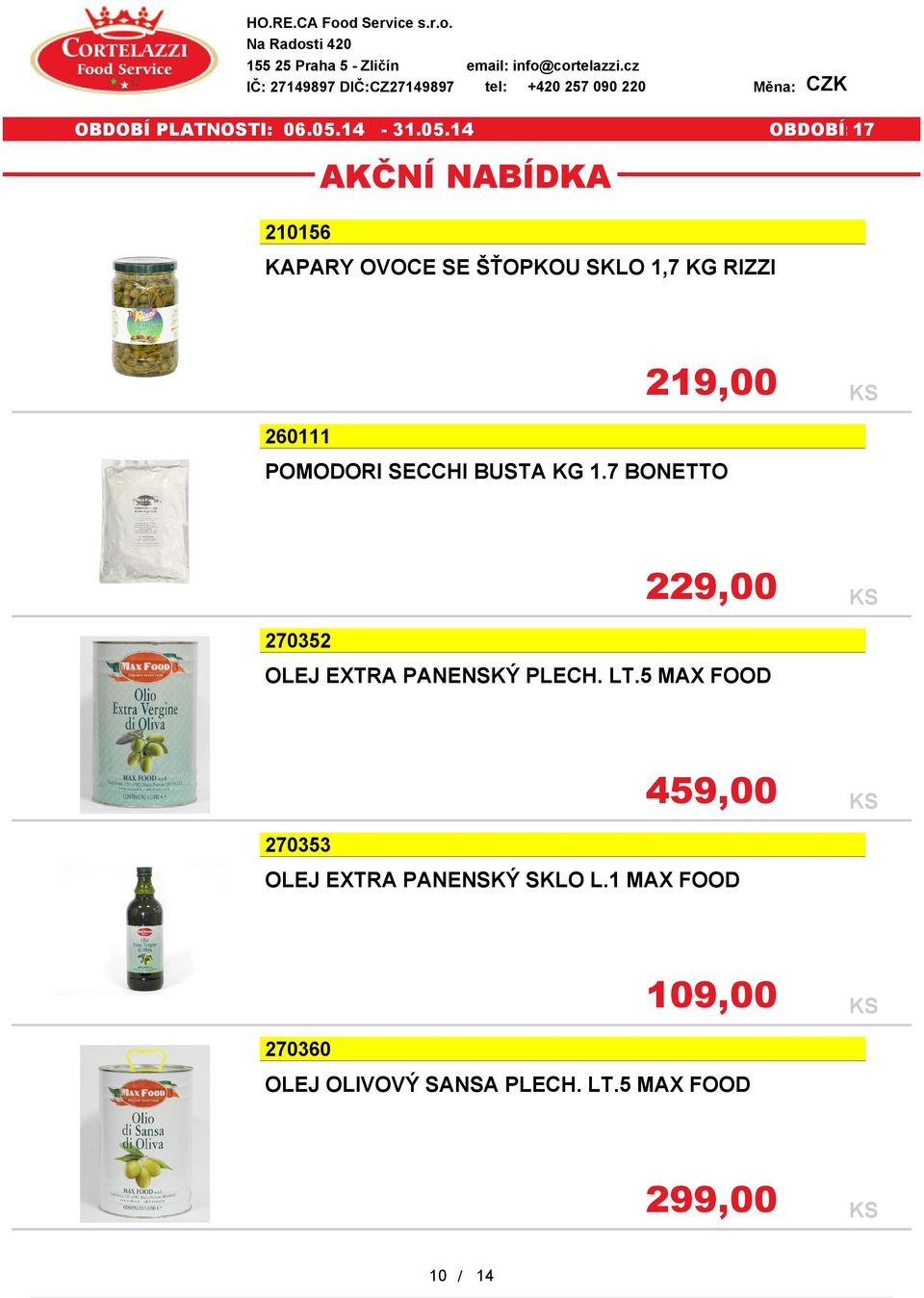 tel: +420 257 090 220 Měna: CZK 210156 KAPARY OVOCE SE ŠŤOPKOU SKLO 1,7 RIZZI
