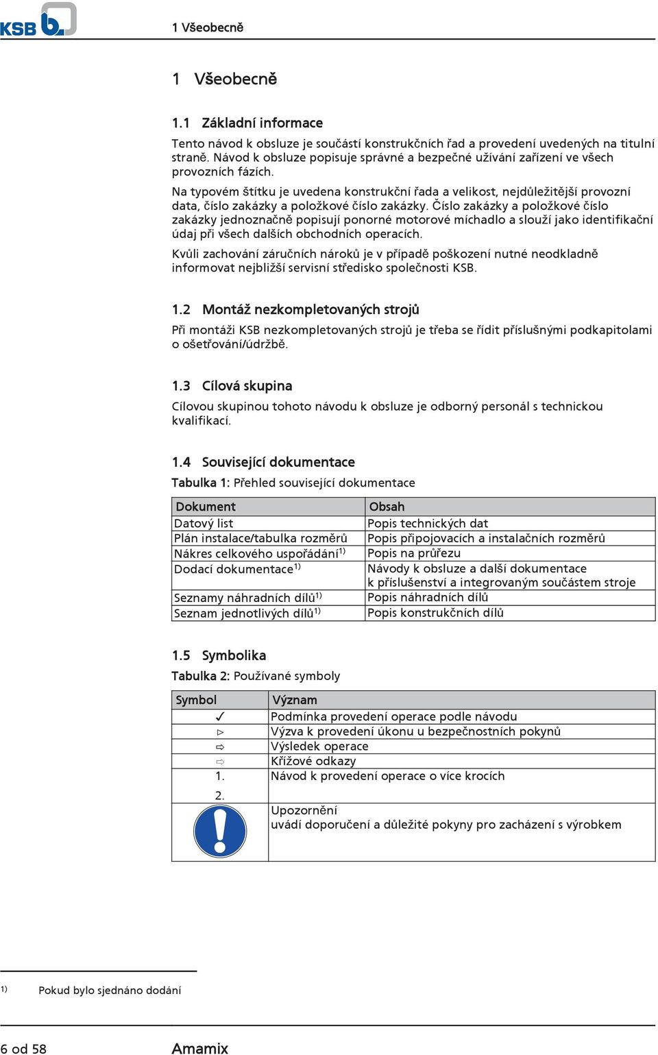 Na typovém štítku je uvedena konstrukční řada a velikost, nejdůležitější provozní data, číslo zakázky a položkové číslo zakázky.