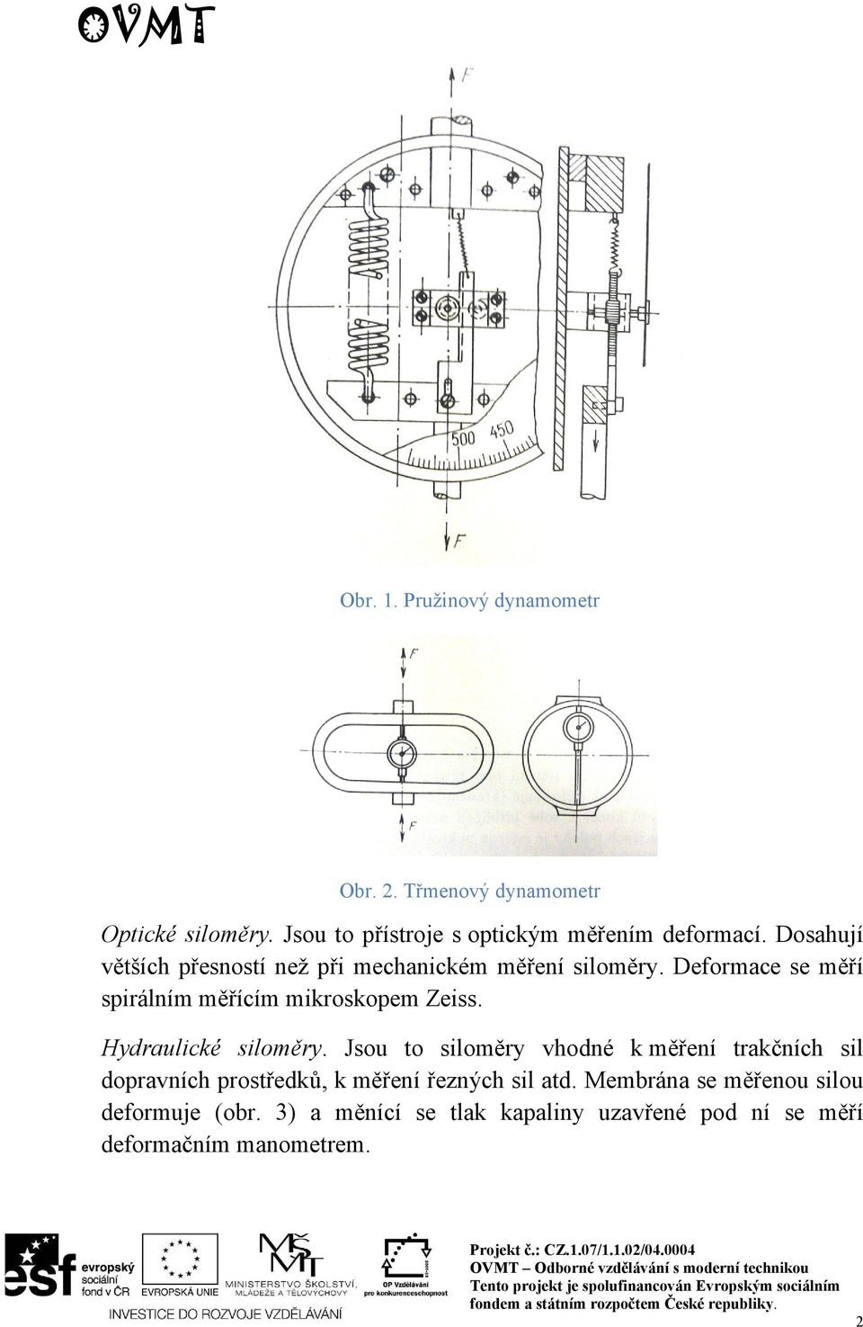 Deformace se měří spirálním měřícím mikroskopem Zeiss. Hydraulické siloměry.