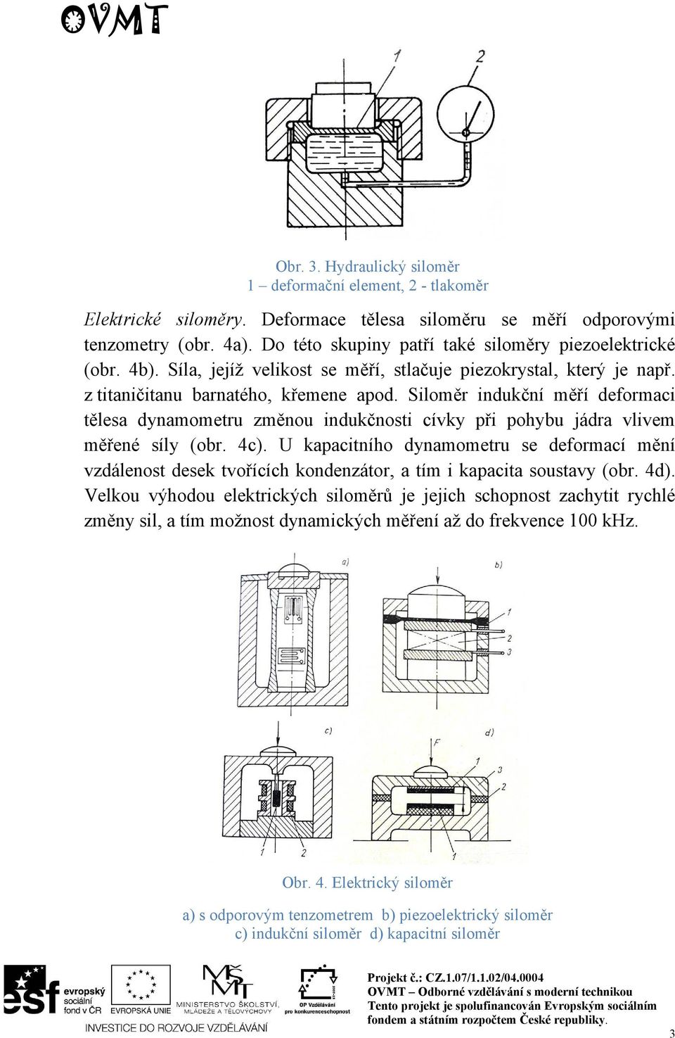 Siloměr indukční měří deformaci tělesa dynamometru změnou indukčnosti cívky při pohybu jádra vlivem měřené síly (obr. 4c).