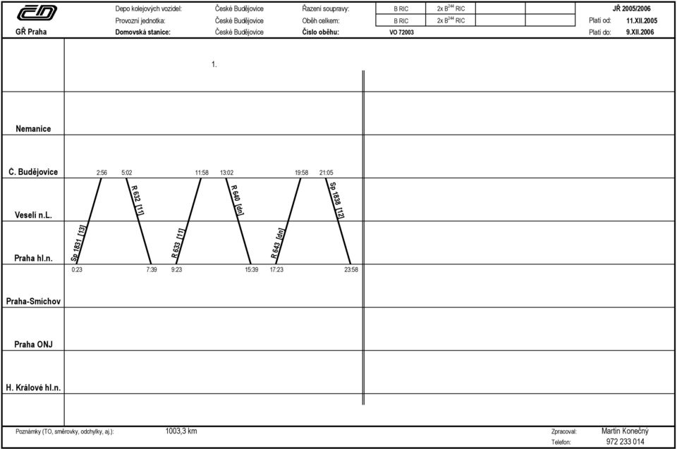 2006 2:56 5:02 11:58 13:02 19:58 21:05 Sp 1838 [12] R 632 [11] R 640 [dn] Veselí