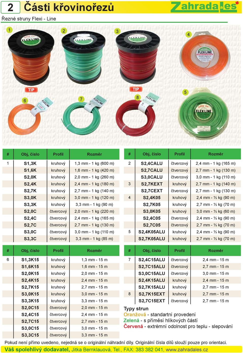 2,4 mm - 1 kg (165 m) S2,7C čtvercový 2,7 mm - 1 kg (130 m) S3,0C čtvercový 3,0 mm - 1 kg (110 m) S3,3C čtvercový 3,3 mm - 1 kg (85 m) # Obj, číslo Profil Rozměr # Obj, číslo Profil Rozměr 2 S2,4CALU