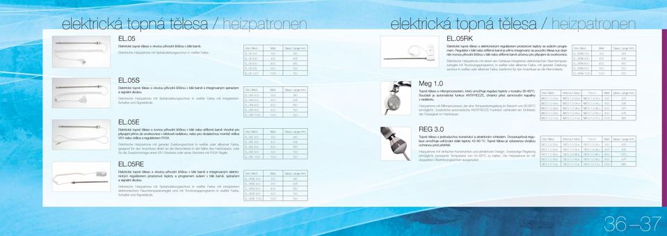 Elektrische Heizpatrone mit Spiralzuleitungsschnur in weißer Farbe mit integriertem Schalter und Signaldiode. EL.