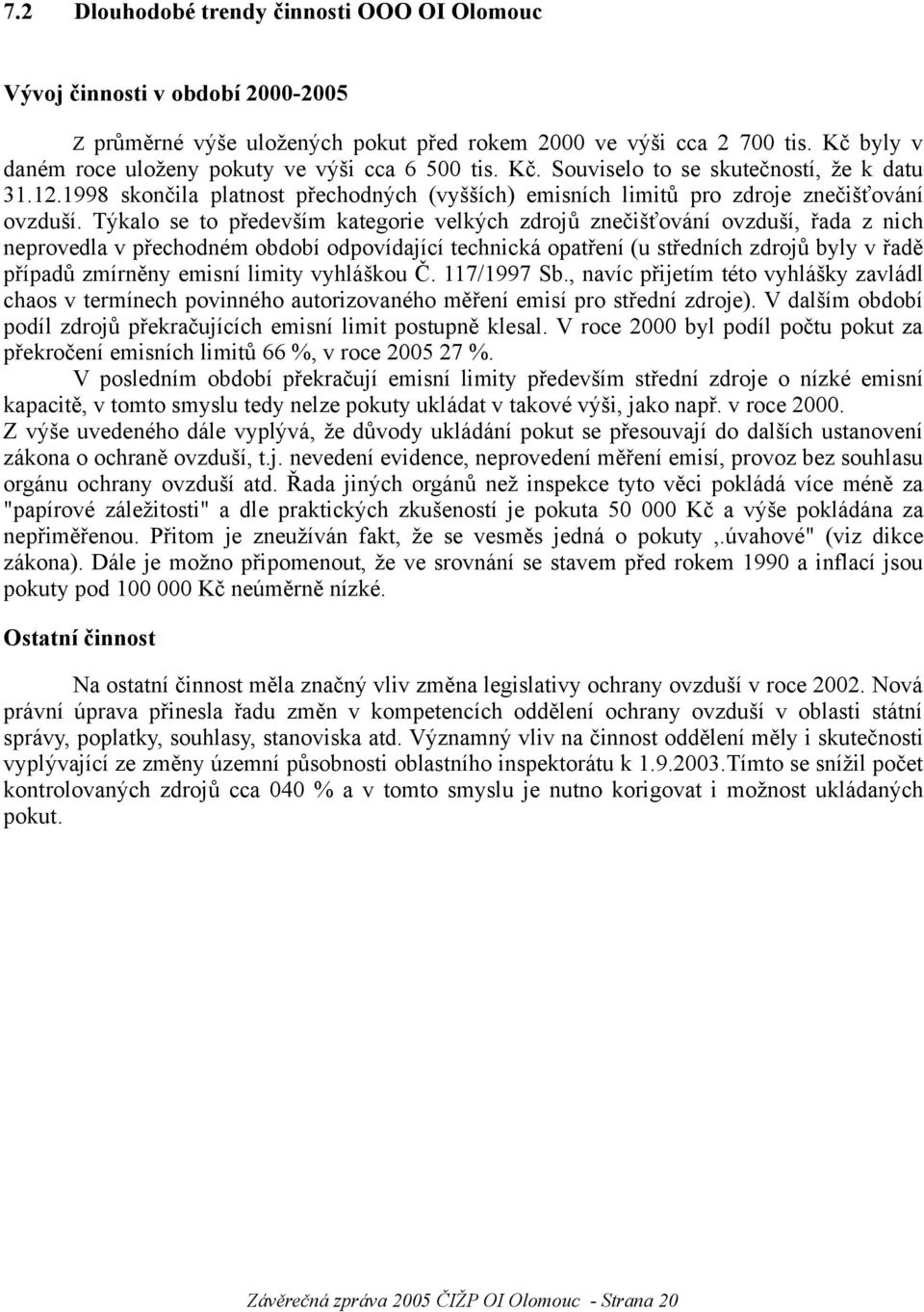 1998 skončila platnost přechodných (vyšších) emisních limitů pro zdroje znečišťování ovzduší.