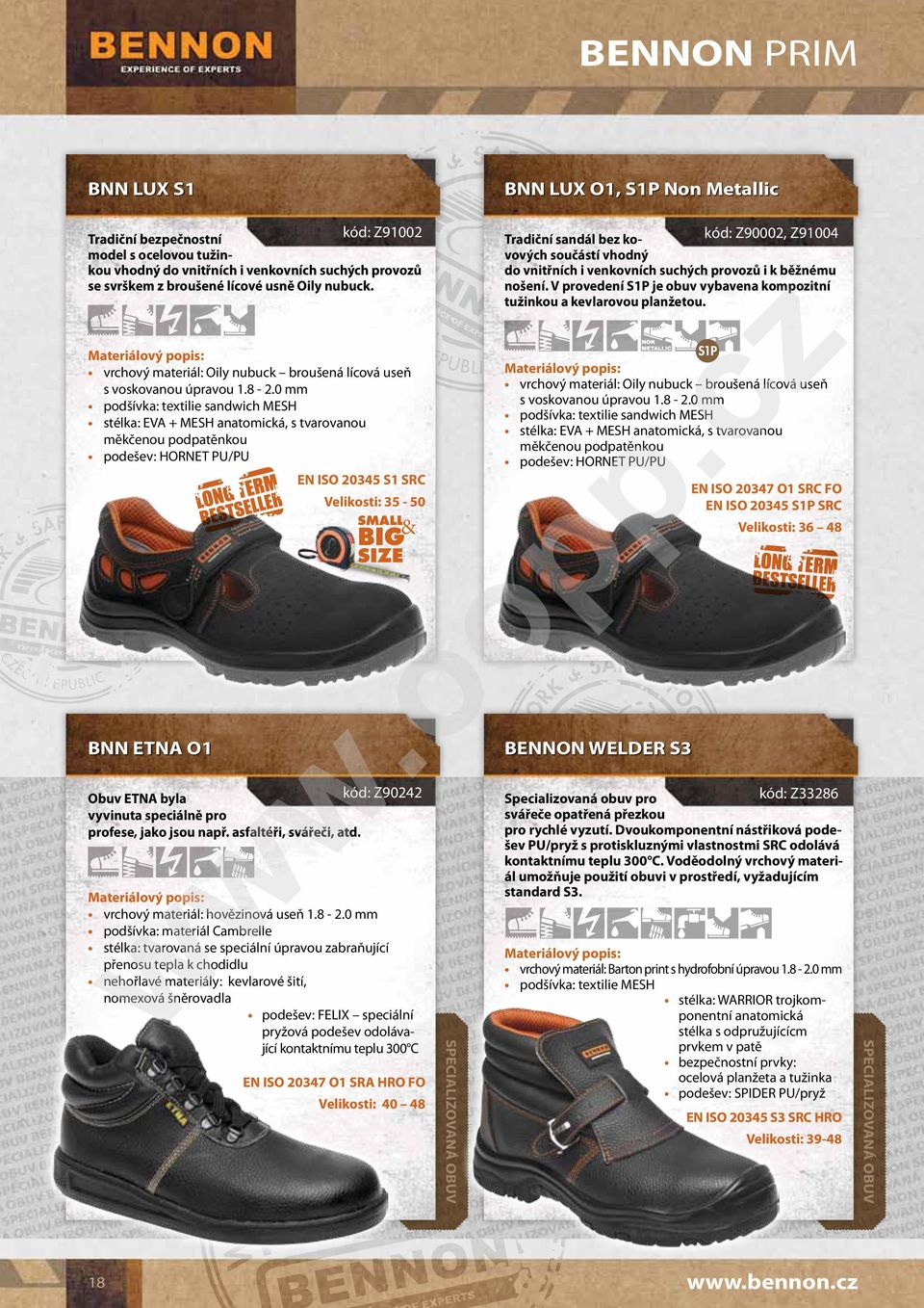 V provedení S1P je obuv vybavena kompozitní tužinkou a kevlarovou planžetou. cz BNN LUX S1 S1P vrchový materiál: Oily nubuck broušená lícová useň s voskovanou úpravou 1.8-2.