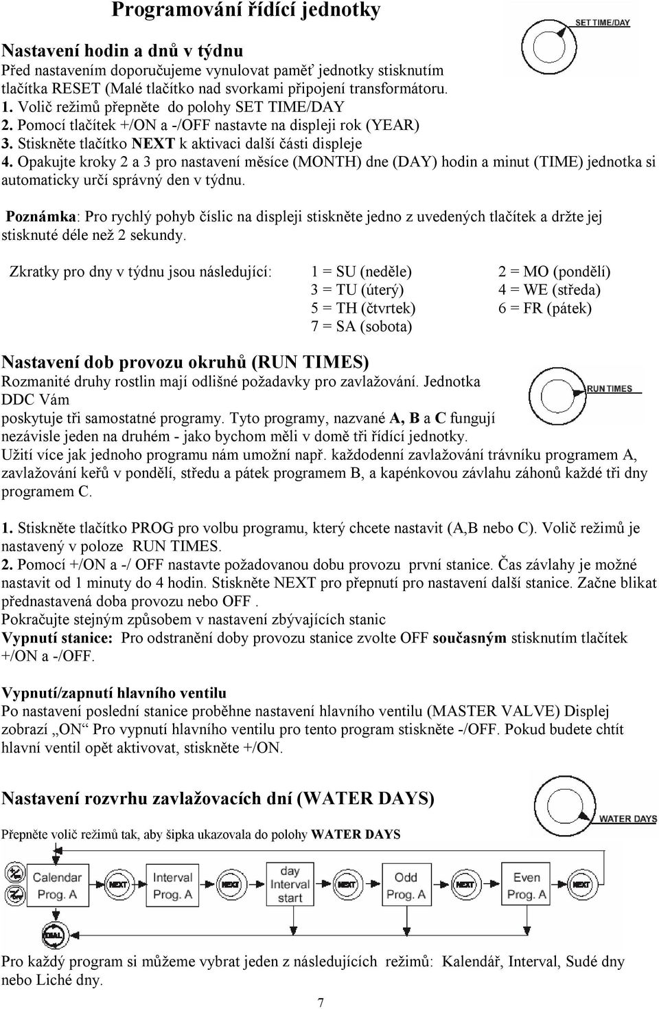 Opakujte kroky 2 a 3 pro nastavení měsíce (MONTH) dne (DAY) hodin a minut (TIME) jednotka si automaticky určí správný den v týdnu.