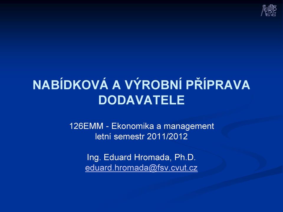 management letní semestr 2011/2012