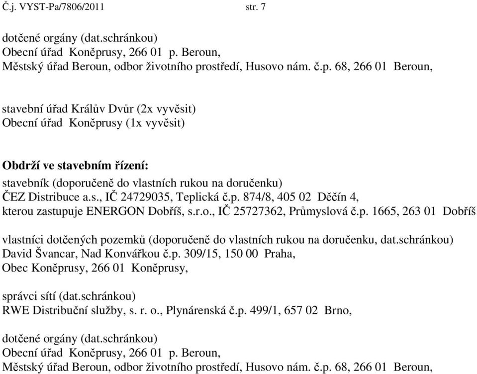 Beroun, Městský úřad Beroun, odbor životního pr