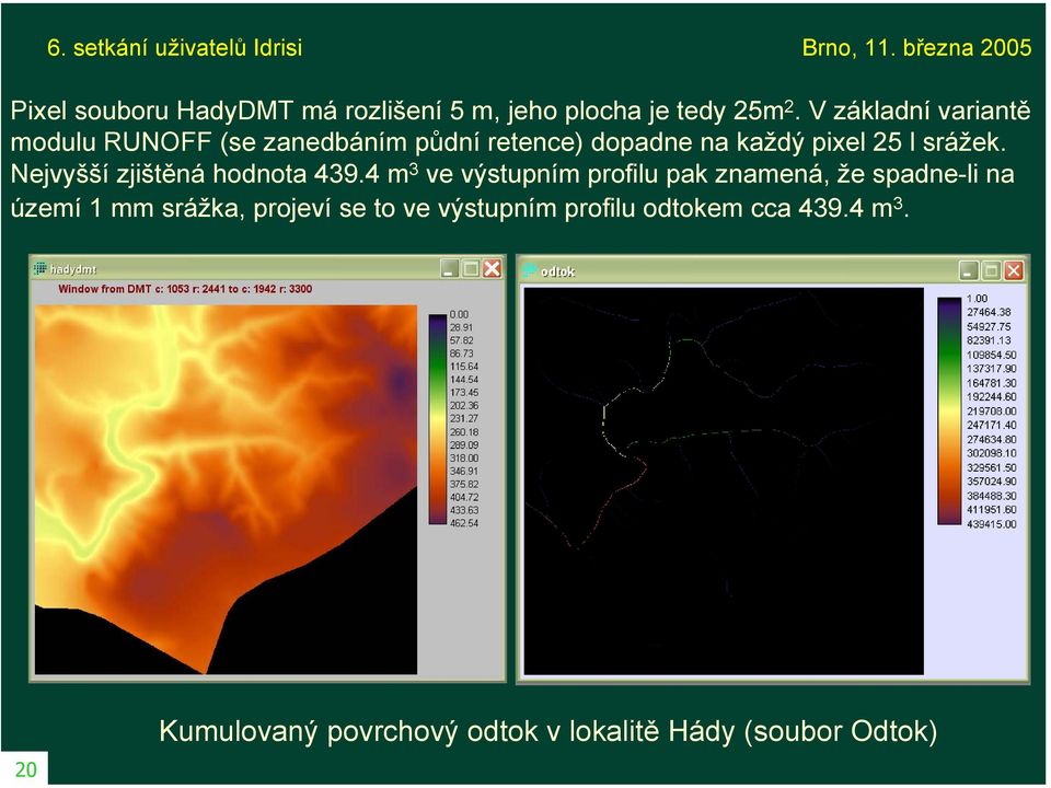 srážek. Nejvyšší zjištěná hodnota 439.