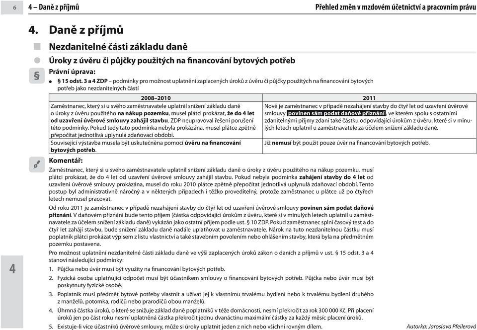 zaměstnavatele uplatnil snížení základu daně Nově je zaměstnanec v případě nezahájení stavby do čtyř let od uzavření úvěrové o úroky z úvěru použitého na nákup pozemku, musel plátci prokázat, že do 4