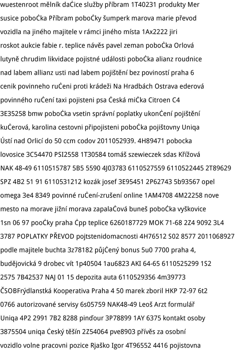 teplice návěs pavel zeman pobočka Orlová lutyně chrudim likvidace pojistné události pobočka alianz roudnice nad labem allianz usti nad labem pojištění bez poviností praha 6 cenik povinneho ručeni