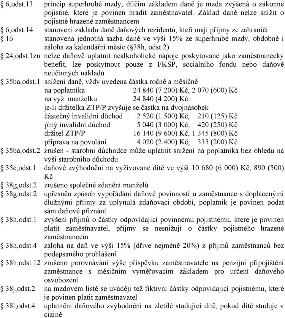 2) 24,odst.1zn nelze daňově uplatnit nealkoholické nápoje poskytované jako zaměstnanecký benefit, lze poskytnout pouze z FKSP, sociálního fondu nebo daňově neúčinných nákladů 35ba,odst.