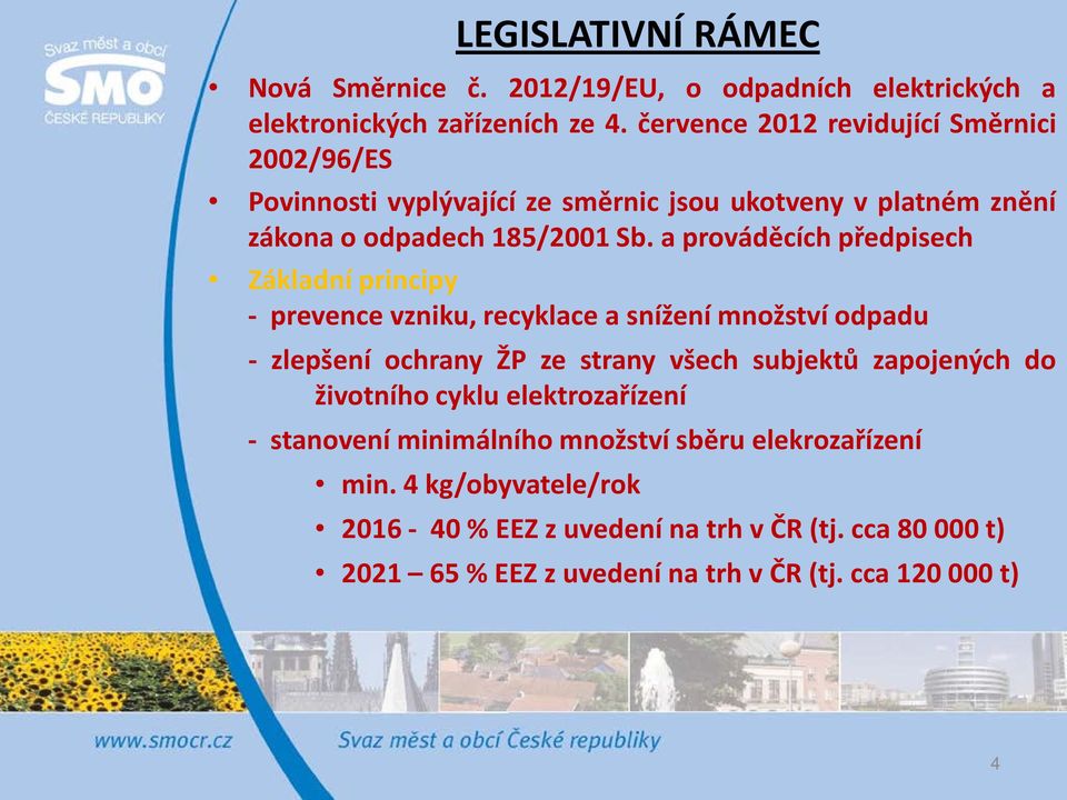 a prováděcích předpisech Základní principy - prevence vzniku, recyklace a snížení množství odpadu - zlepšení ochrany ŽP ze strany všech subjektů zapojených