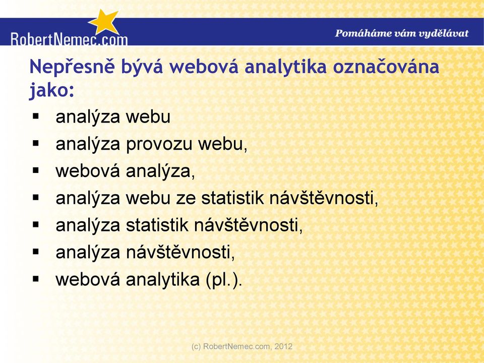 analýza webu ze statistik návštěvnosti, analýza