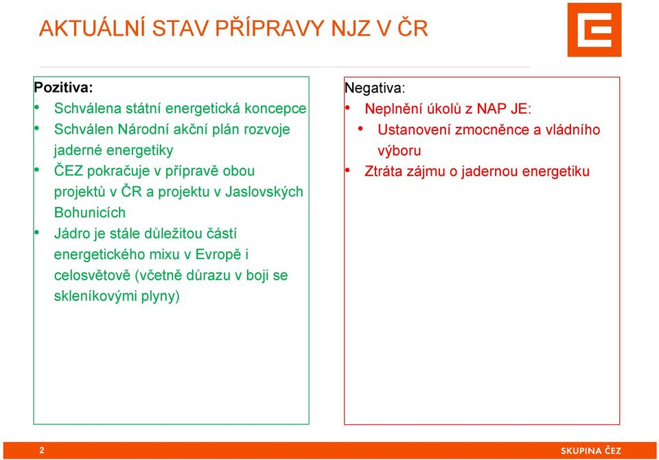 Jádro je stále důležitou částí energetického mixu v Evropě i celosvětově (včetně důrazu v boji se skleníkovými