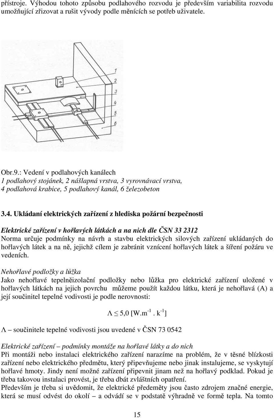 podlahová krabice, 5 podlahový kanál, 6 železobeton 3.4.