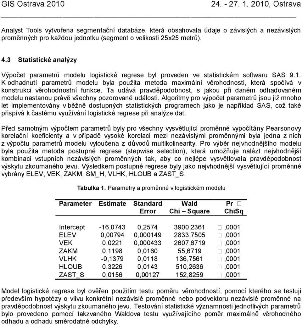 K odhadnutí parametrů modelu byla pouţita metoda maximální věrohodnosti, která spočívá v konstrukci věrohodnostní funkce.