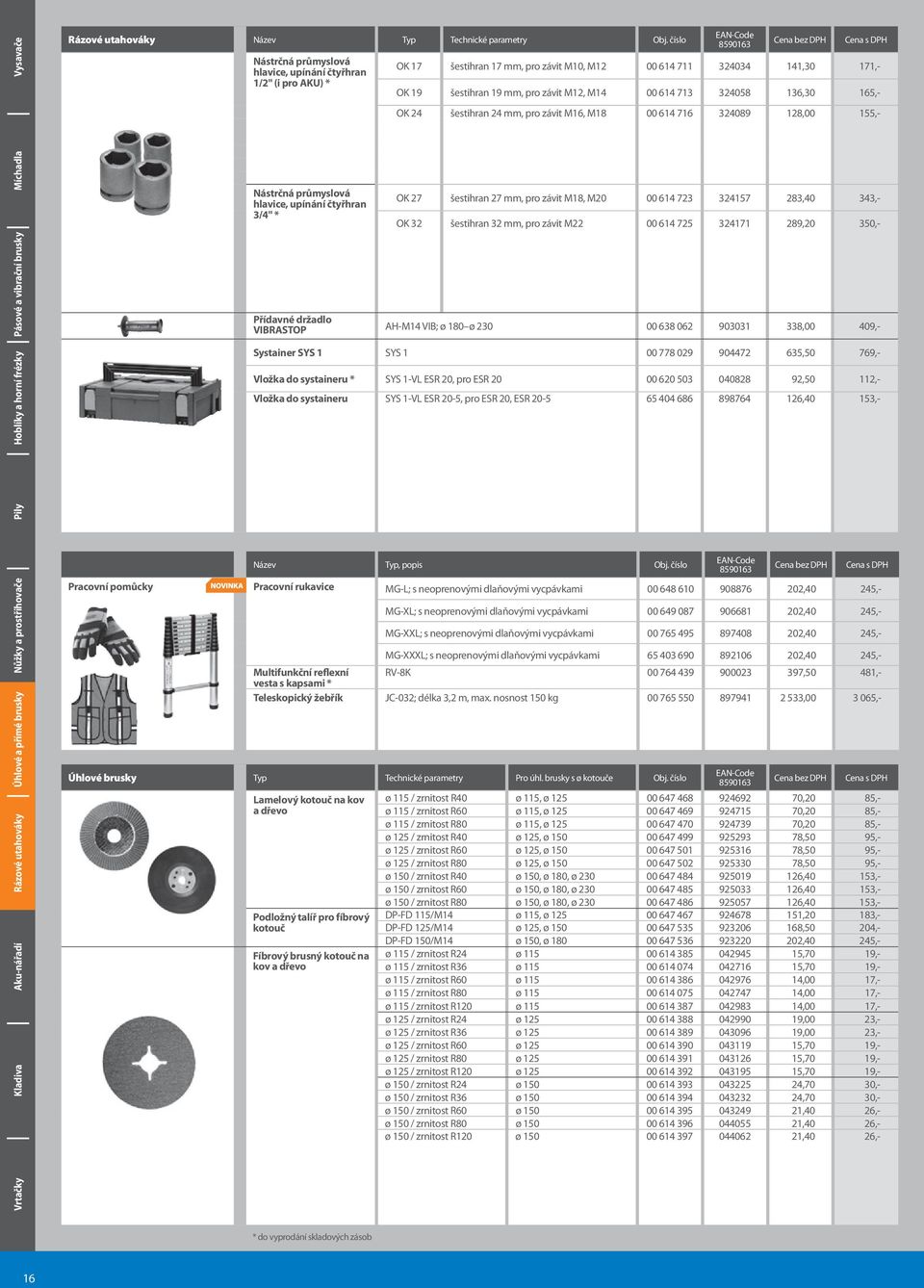 brusky s ø kotouče Lamelový kotouč na kov ø 115 / zrnitost R40 ø 115, ø 125 00 647 468 924692 70,20 85,- a dřevo ø 115 / zrnitost R60 ø 115, ø 125 00 647 469 924715 70,20 85,- ø 115 / zrnitost R80 ø