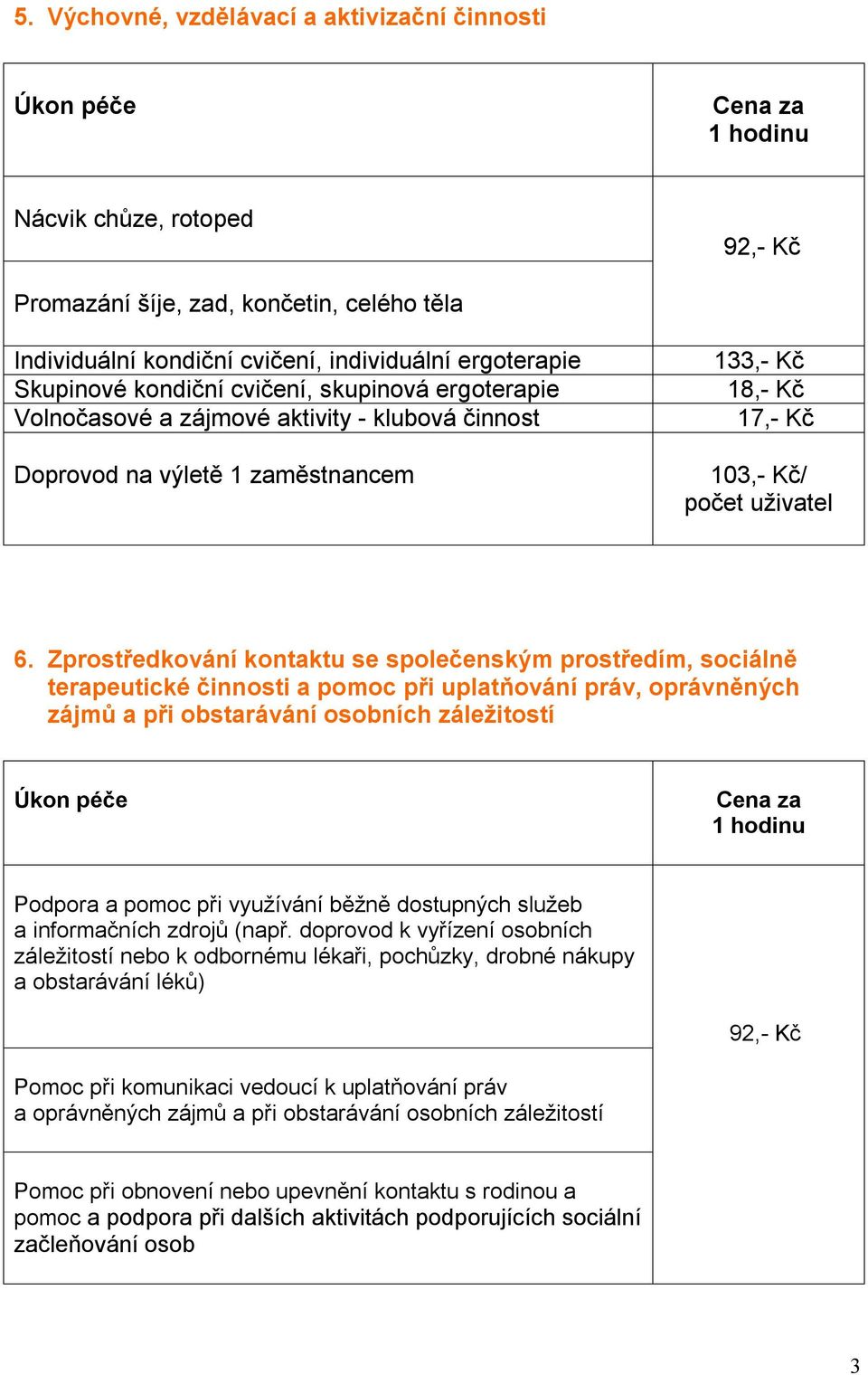 Zprostředkování kontaktu se společenským prostředím, sociálně terapeutické činnosti a pomoc při uplatňování práv, oprávněných zájmů a při obstarávání osobních záležitostí Podpora a pomoc při