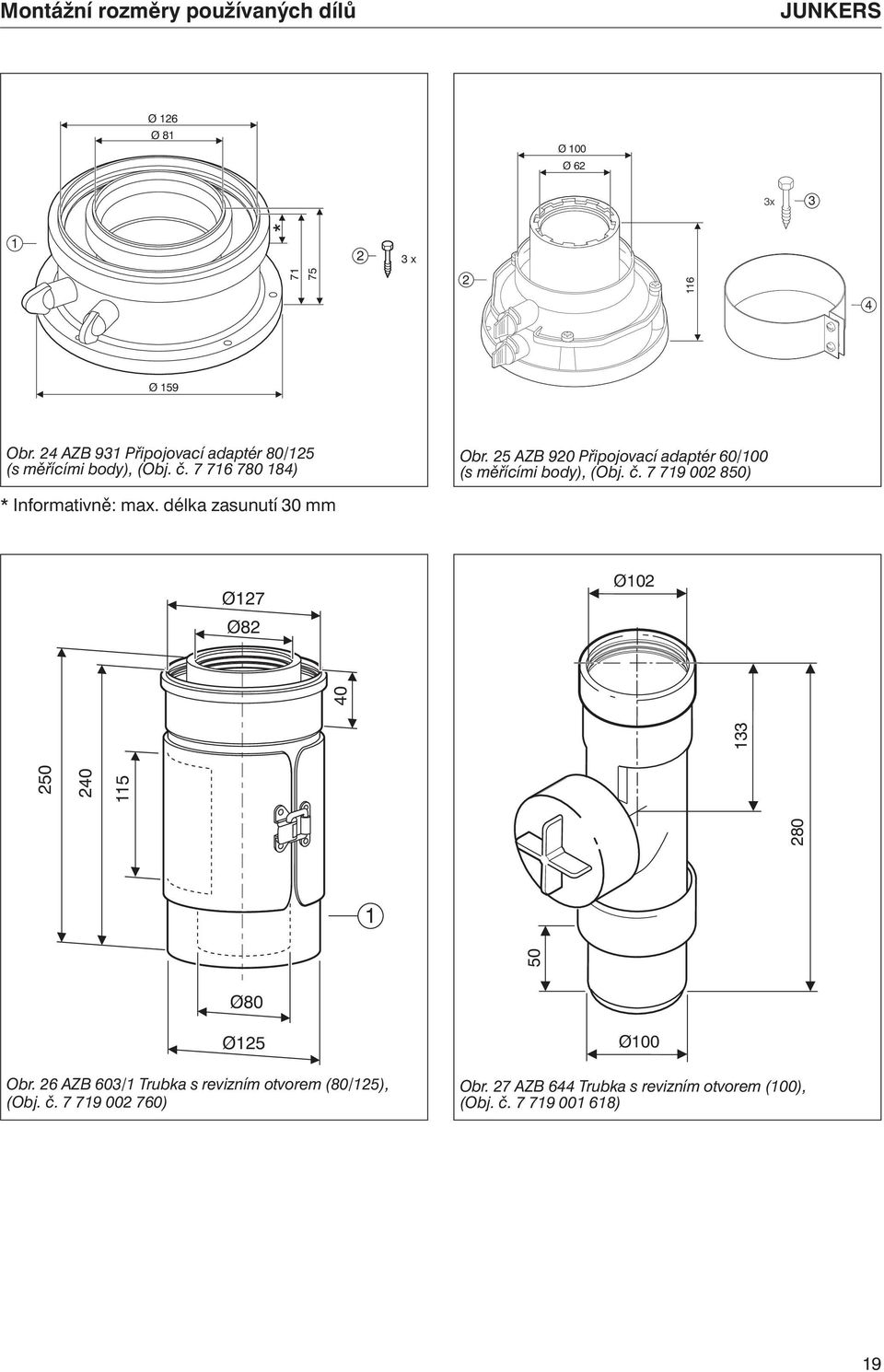 25 AZB 920 Připojovací adaptér 60/00 (s měřícími body), (Obj. č. 7 79 002 850) * Informativně: max.