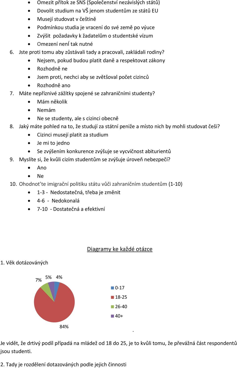 Nejsem, pokud budou platit daně a respektovat zákony Rozhodně ne Jsem proti, nechci aby se zvětšoval počet cizinců Rozhodně ano 7. Máte nepříznivé zážítky spojené se zahraničními studenty?