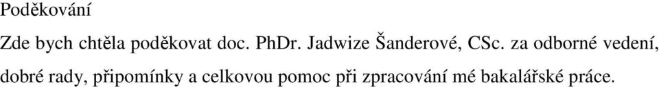 za odborné vedení, dobré rady, připomínky