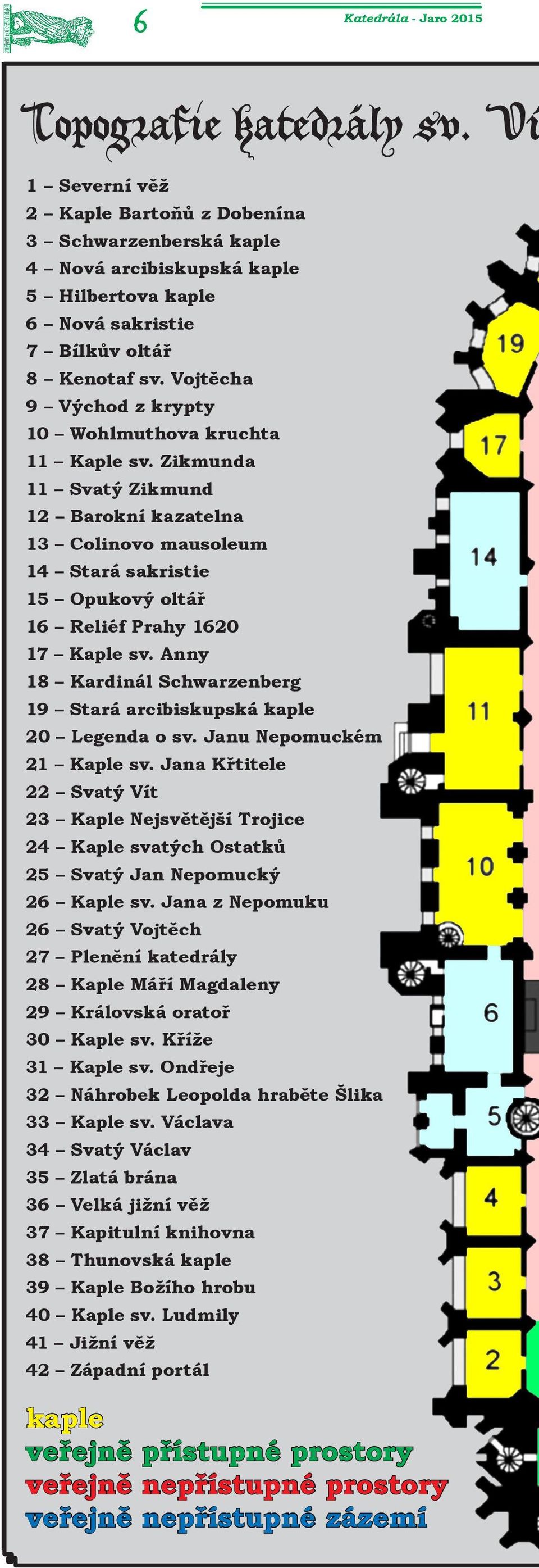 Vojtěcha 9 Východ z krypty 10 Wohlmuthova kruchta 11 Kaple sv.