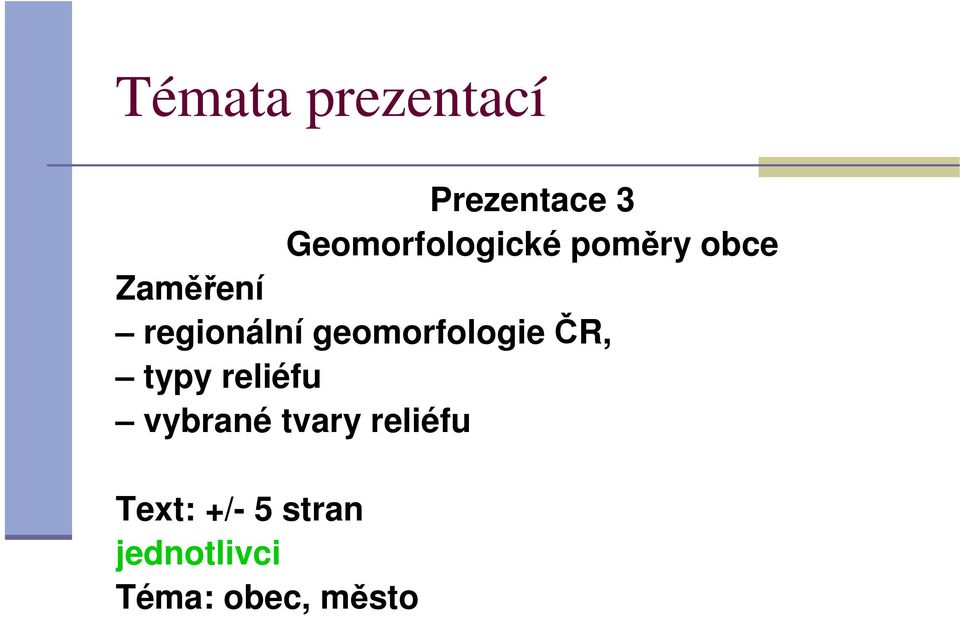 regionální geomorfologie ČR, typy reliéfu