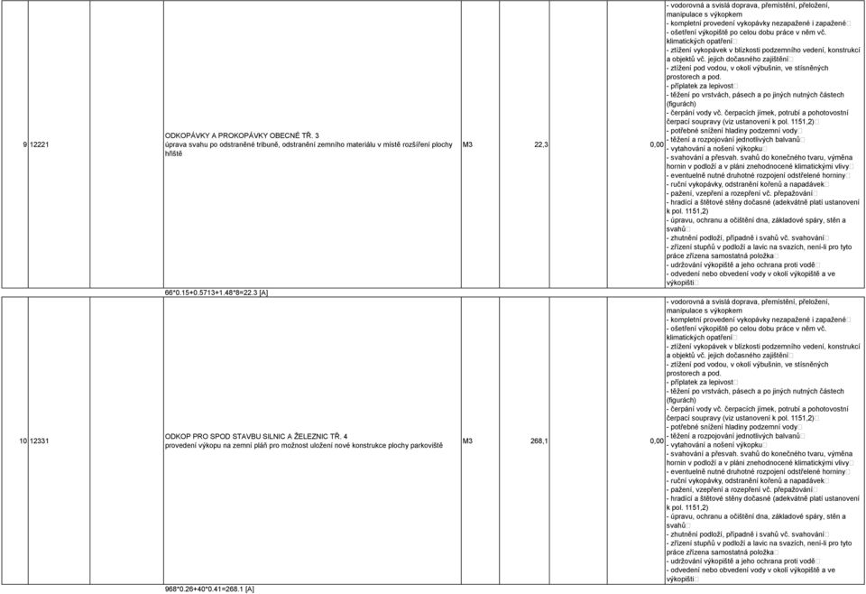 1 [A] M3 22,3 - vodorovná a svislá doprava, přemístění, přeložení, manipulace s výkopkem - kompletní provedení vykopávky nezapažené i zapažené - ošetření výkopiště po celou dobu práce v něm vč.