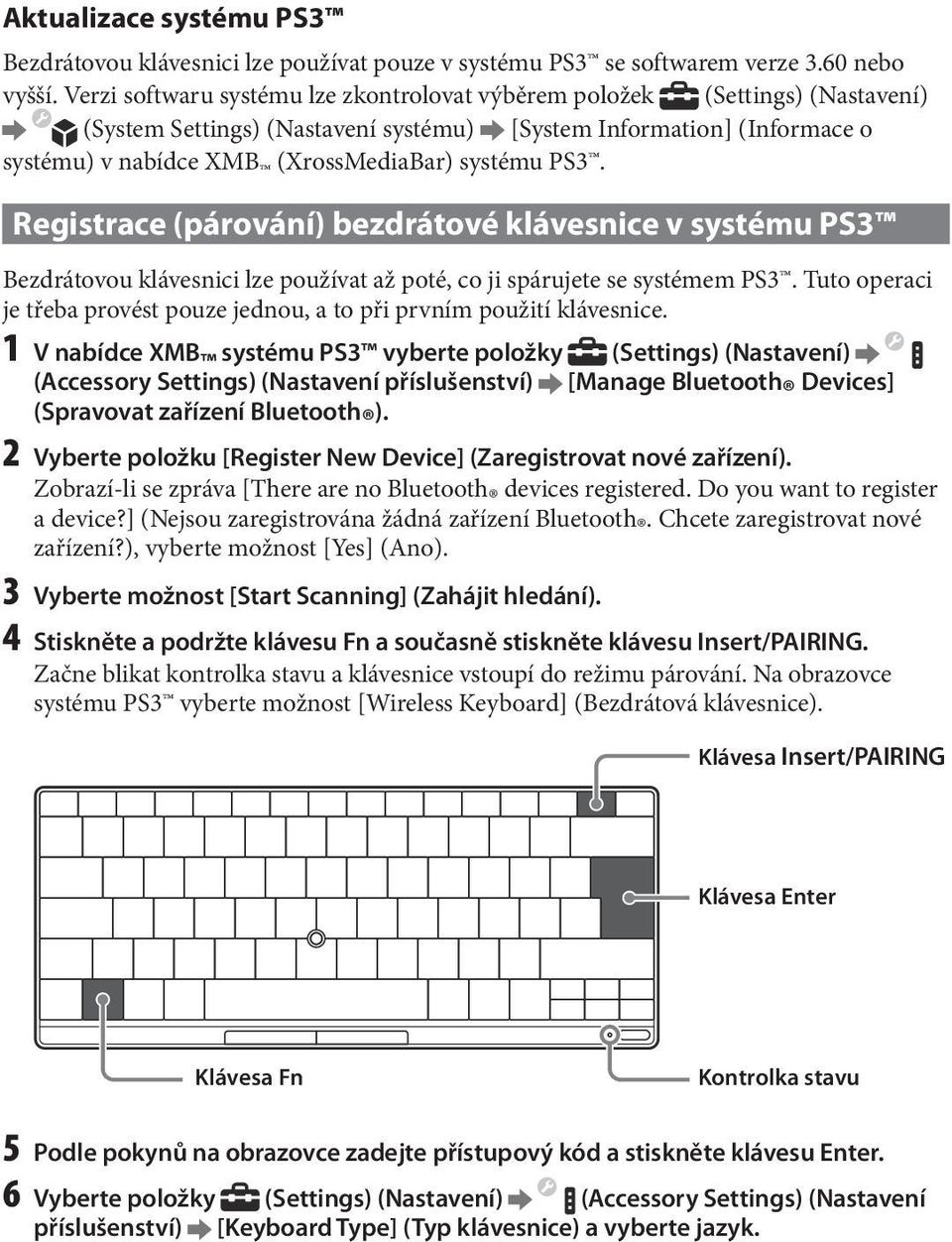 Bezdrátová klávesnice Návod k použití CECH-ZKB1 - PDF Free Download