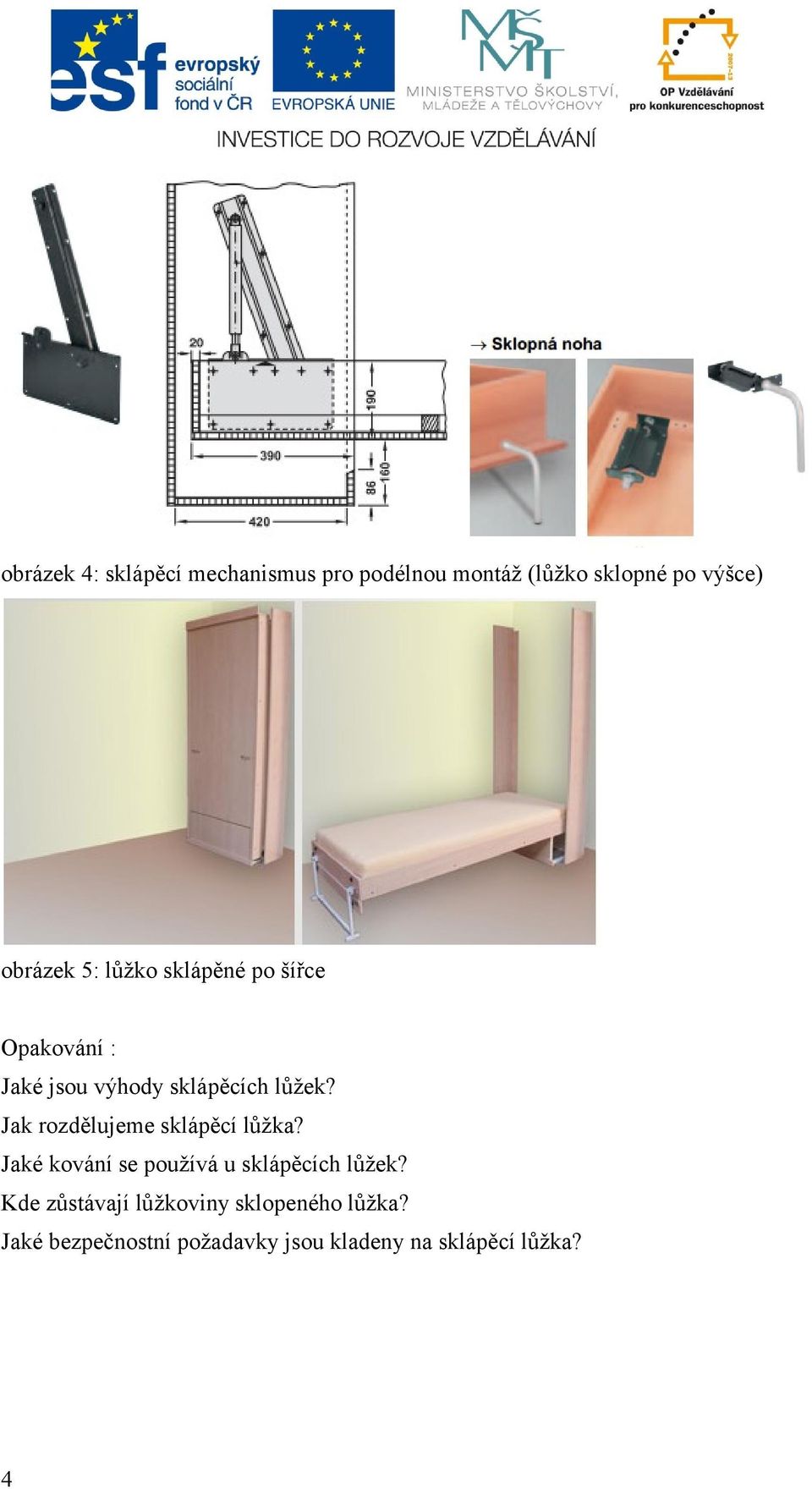 Jak rozdělujeme sklápěcí lůžka? Jaké kování se používá u sklápěcích lůžek?