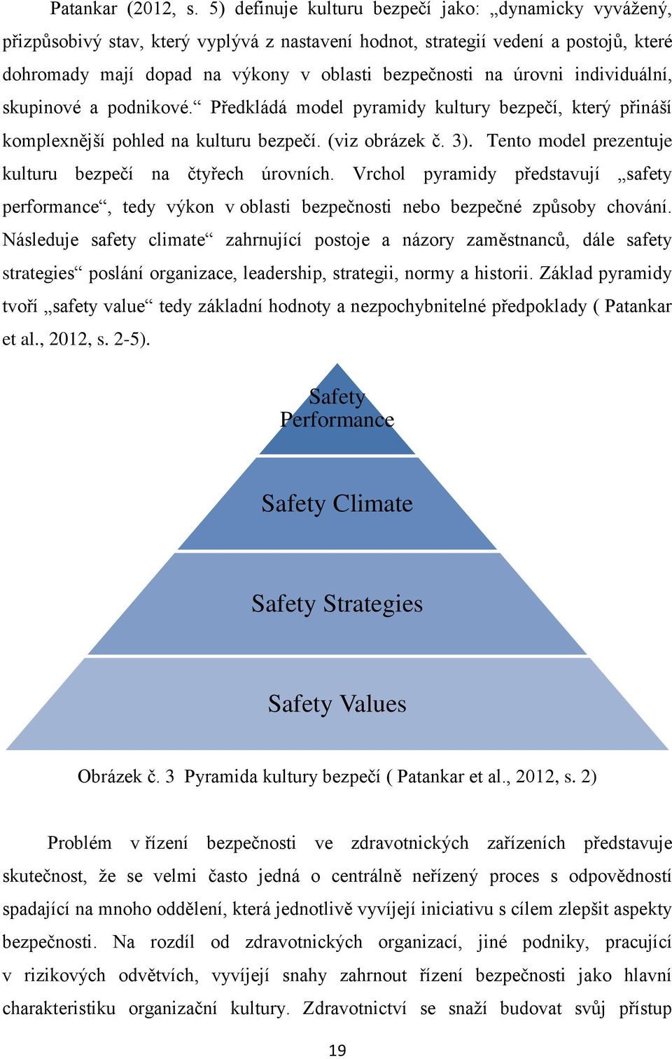 úrovni individuální, skupinové a podnikové. Předkládá model pyramidy kultury bezpečí, který přináší komplexnější pohled na kulturu bezpečí. (viz obrázek č. 3).