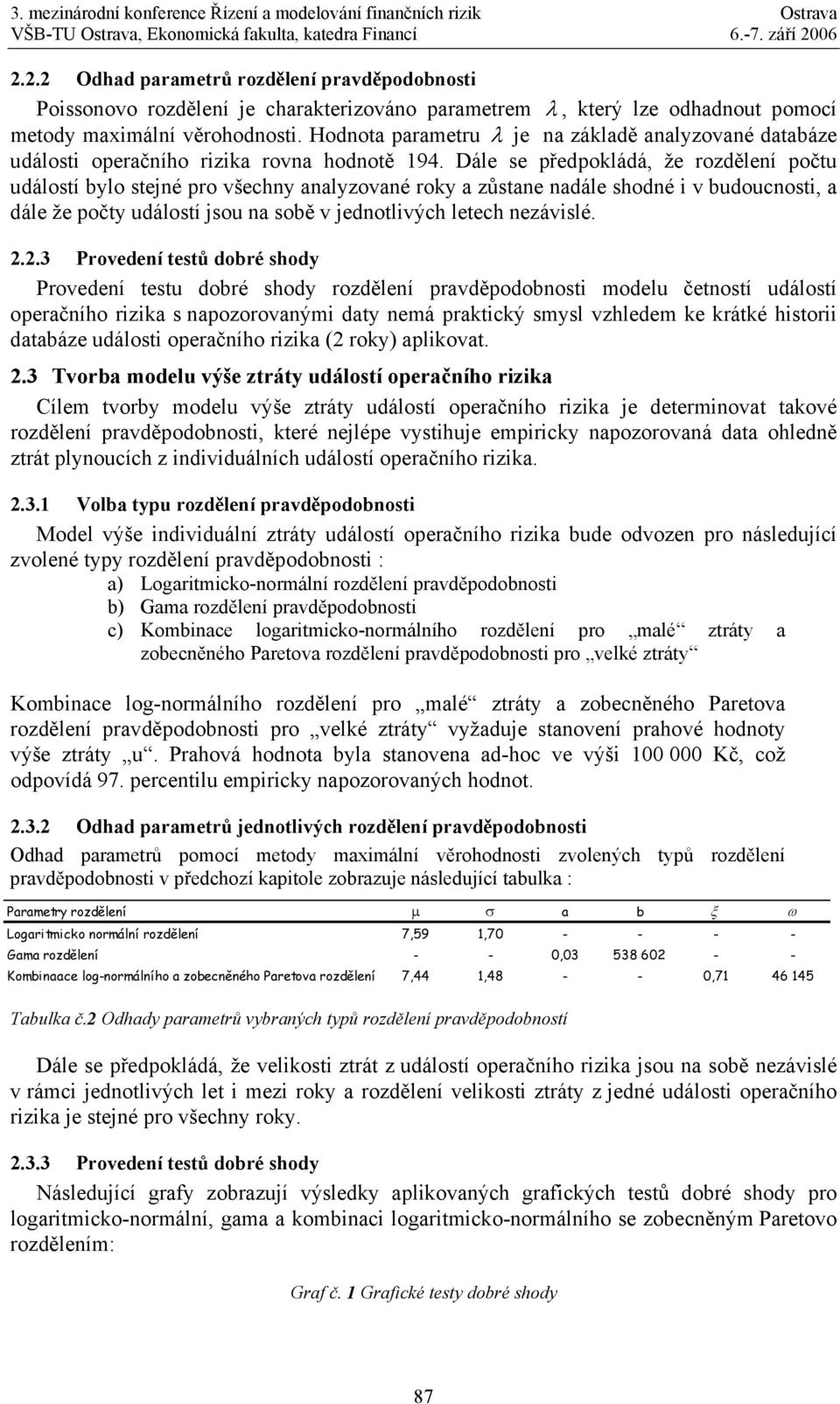 Dále se předpokládá, že rozdělení počtu událostí bylo stejné pro všechny analyzované roky a zůstane nadále shodné i v budoucnosti, a dále že počty událostí jsou na sobě v jednotlivých letech