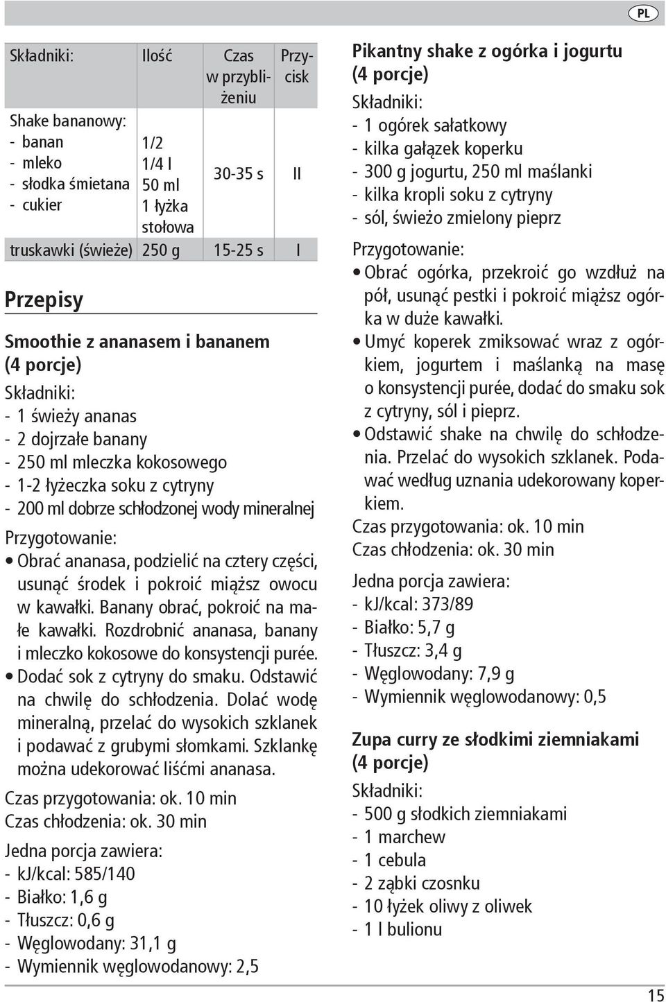 ananasa, podzielić na cztery części, usunąć środek i pokroić miąższ owocu w kawałki. Banany obrać, pokroić na małe kawałki. Rozdrobnić ananasa, banany i mleczko kokosowe do konsystencji purée.