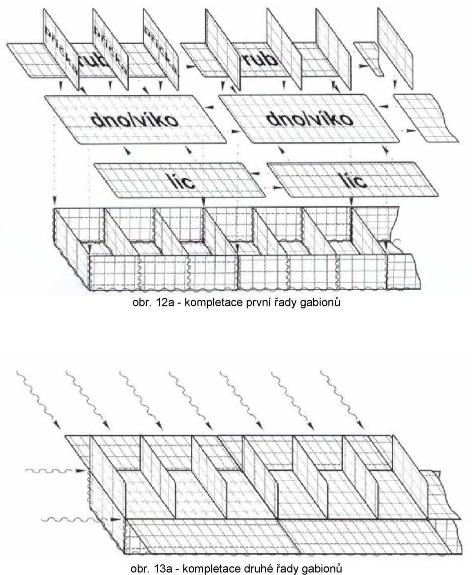 řady gabionů obr.
