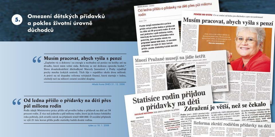 A právě na ně dopadne reforma veřejných financí, která startuje v lednu, citelněji než na některé ostatní sociální skupiny. Mladá fronta DNES 31. 12.