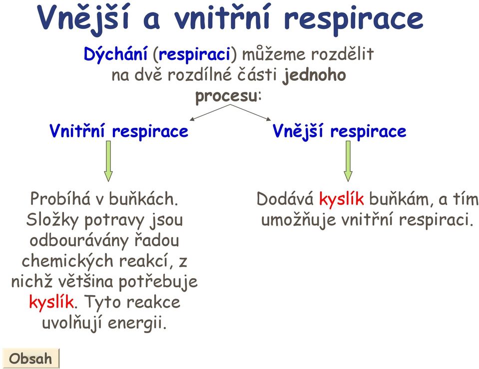 Složky potravy jsou odbourávány řadou chemických reakcí, z nichž většina potřebuje