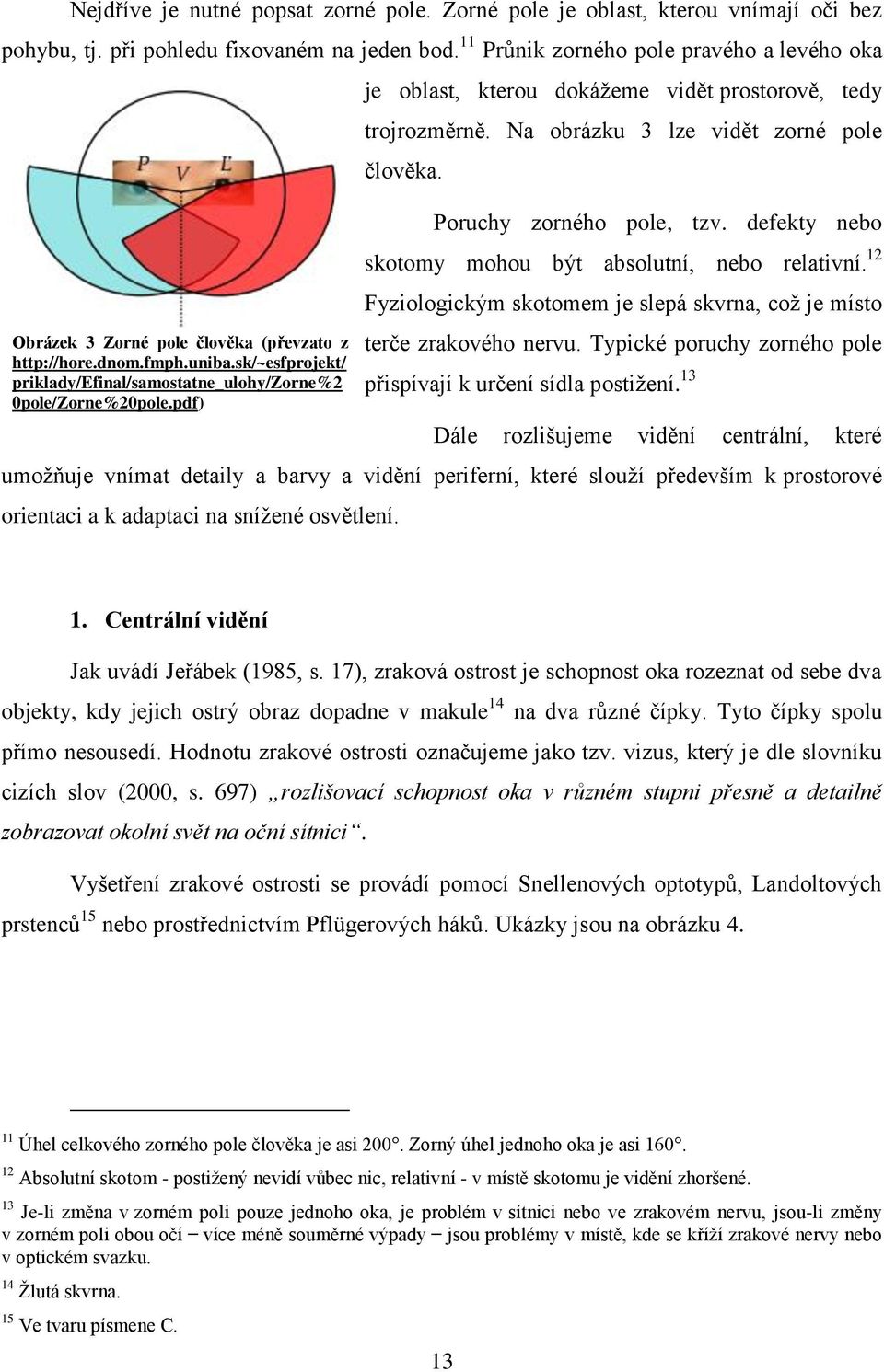 pdf) je oblast, kterou dokáţeme vidět prostorově, tedy trojrozměrně. Na obrázku 3 lze vidět zorné pole člověka. Poruchy zorného pole, tzv. defekty nebo skotomy mohou být absolutní, nebo relativní.