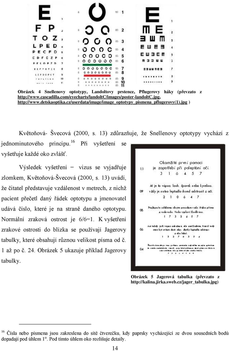 16 Při vyšetření se vyšetřuje kaţdé oko zvlášť. Výsledek vyšetření vizus se vyjadřuje zlomkem, Květoňová-Švecová (2000, s.